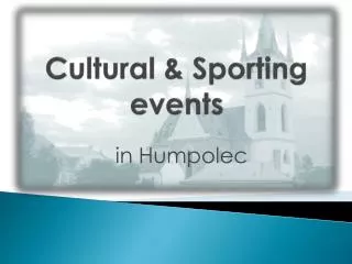 Cultural &amp; Sporting events