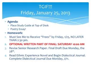 TGIF!!! Friday, January 25, 2013