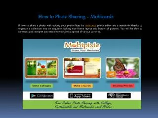 How to Photo Sharing - Mobicards
