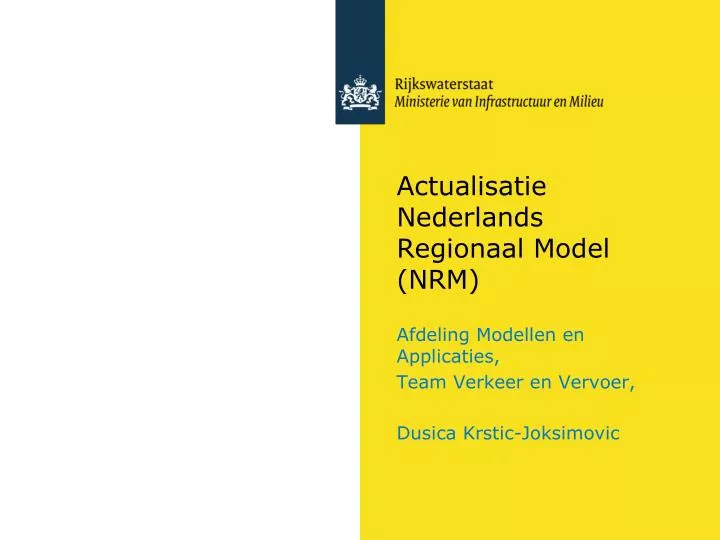 actualisatie nederlands regionaal model nrm