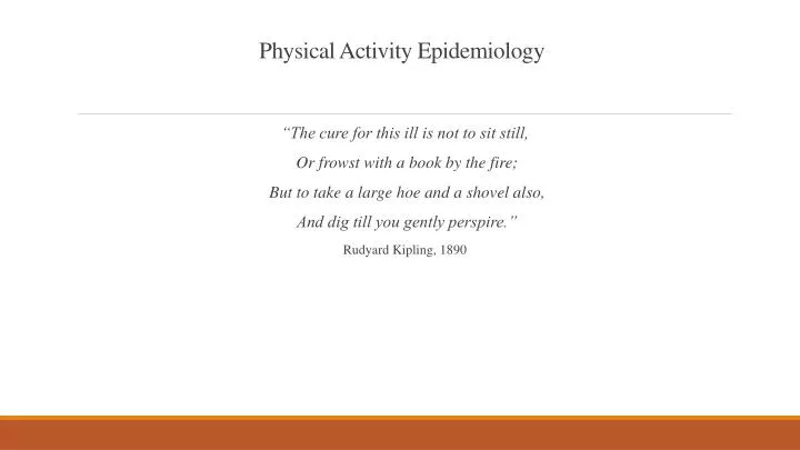physical activity epidemiology