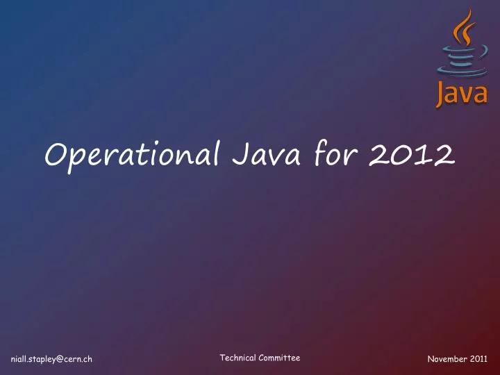 operational java for 2012