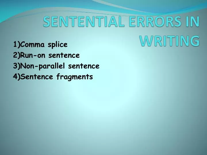 sentential errors in writing