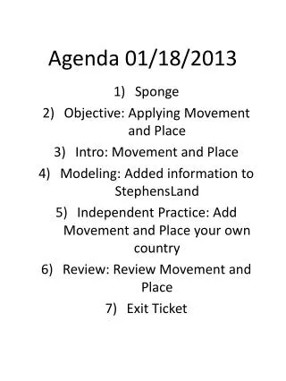 Agenda 01/18/2013