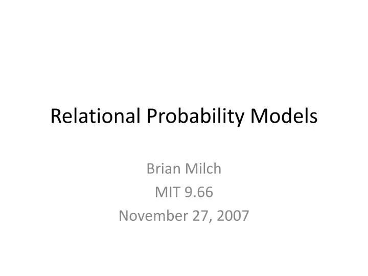 relational probability models