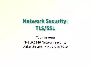 Network Security: TLS/SSL