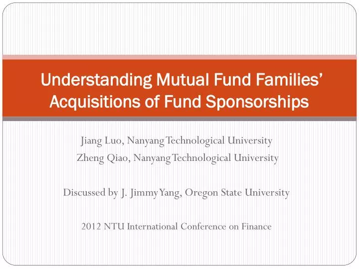 understanding mutual fund families acquisitions of fund sponsorships