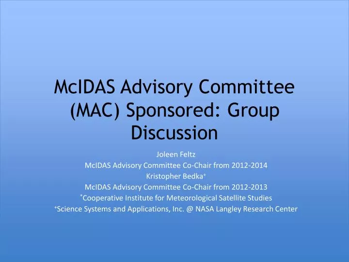 mcidas advisory committee mac sponsored group discussion