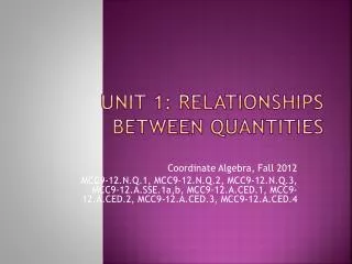Unit 1: Relationships Between Quantities