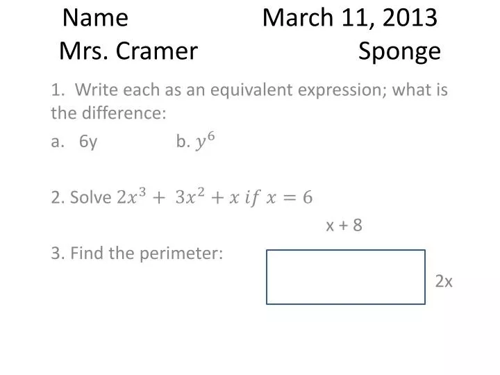 name march 11 2013 mrs cramer sponge