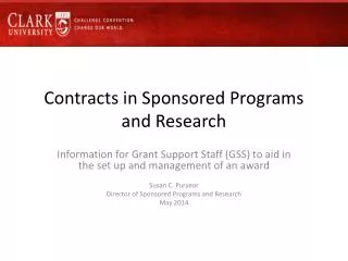 Contracts in Sponsored Programs and Research