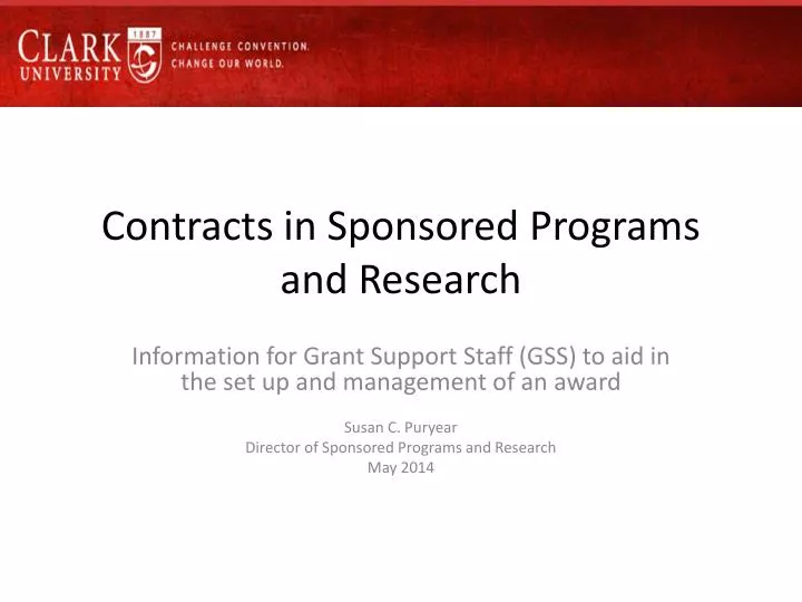 contracts in sponsored programs and research