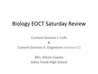 Biology EOCT Saturday Review