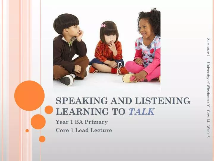 speaking and listening learning to talk