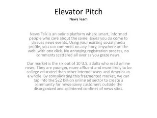 Elevator Pitch News Team