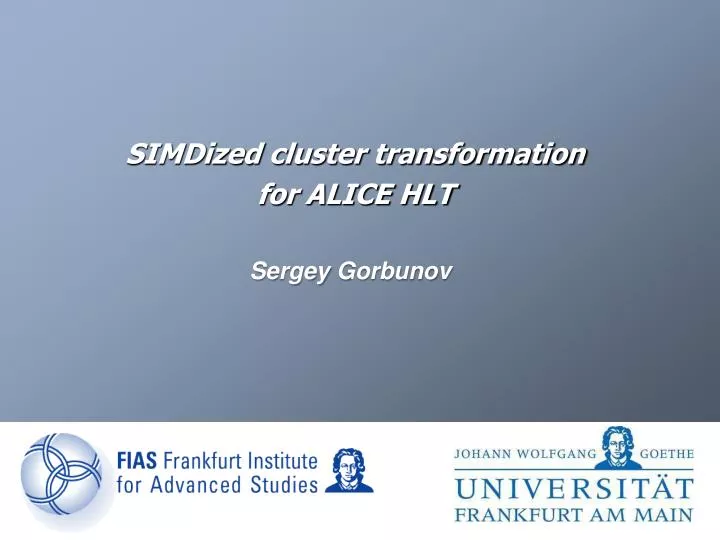 simdized cluster transformation for alice hlt