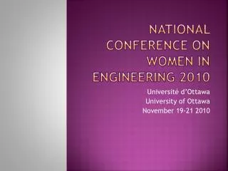 National conference on women in engineering 2010