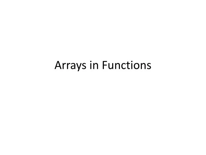 arrays in functions