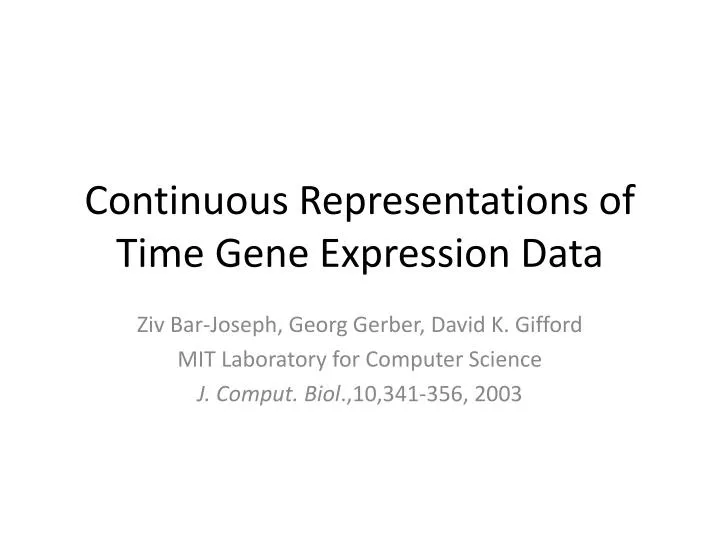 continuous representations of time gene expression data