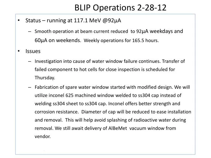 blip operations 2 28 12