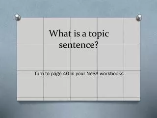 What is a topic sentence?