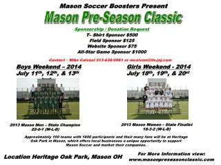 Mason Soccer Boosters Present
