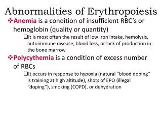 Abnormalities of Erythropoiesis