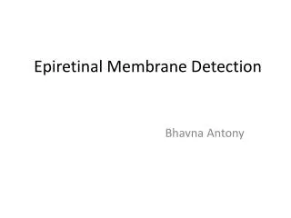 Epiretinal Membrane Detection