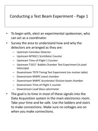 Conducting a Test Beam Experiment - Page 1