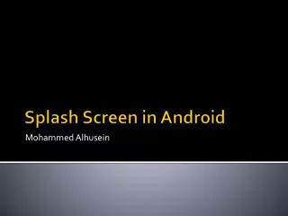 Splash Screen in Android