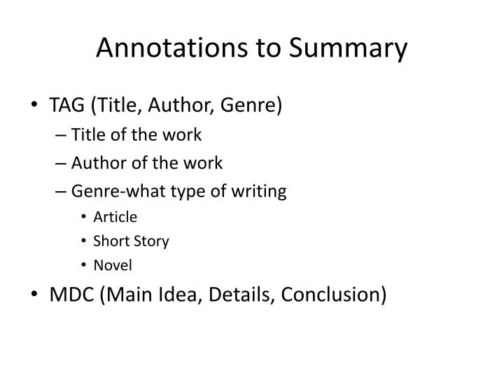 annotations to summary