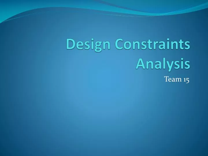 design constraints analysis