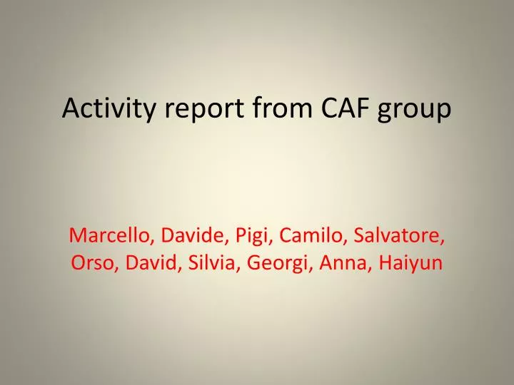 activity report from caf group