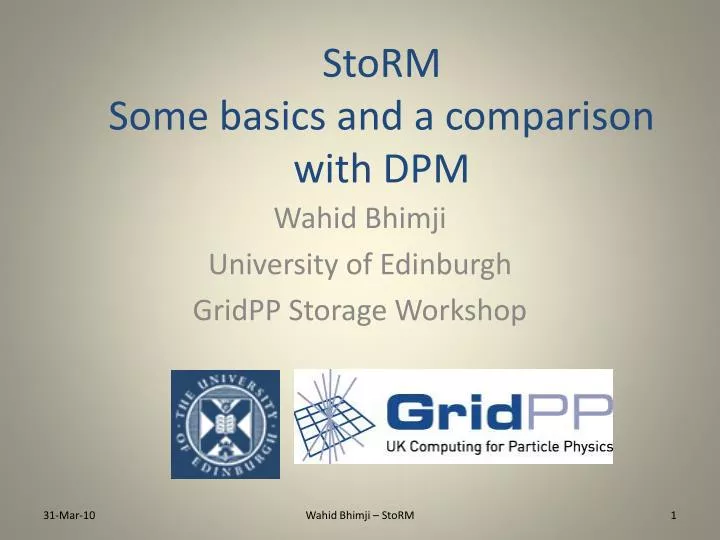 storm some basics and a comparison with dpm