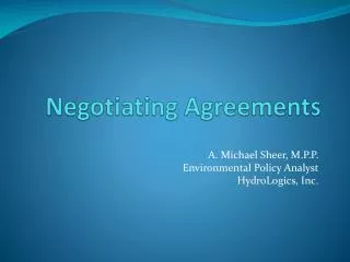 Negotiating Agreements