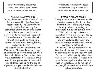 FAMILY ALLOWANCES