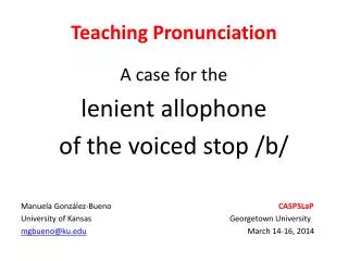 Teaching Pronunciation