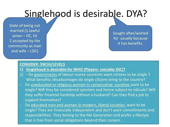 singlehood is desirable dya