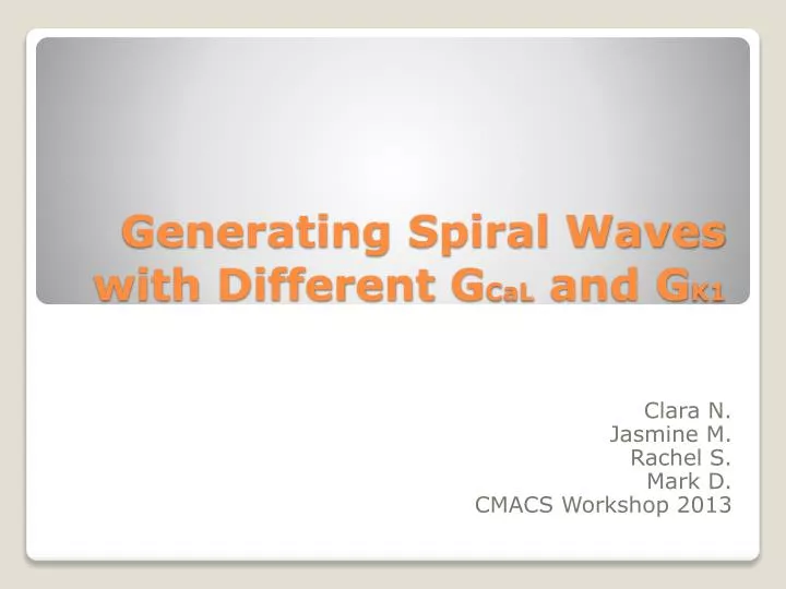 generating spiral waves with different g cal and g k1