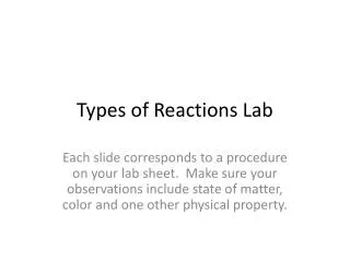 Types of Reactions Lab