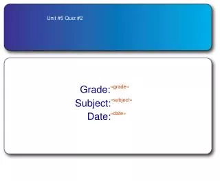 Unit #5 Quiz #2