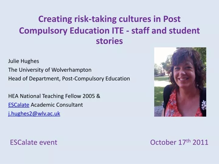 creating risk taking cultures in post compulsory education ite staff and student stories