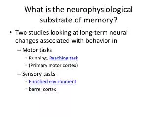 What is the neurophysiological substrate of memory?