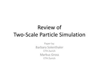 Review of Two-Scale Particle Simulation