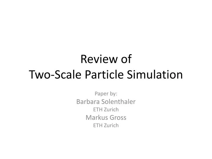 review of two scale particle simulation