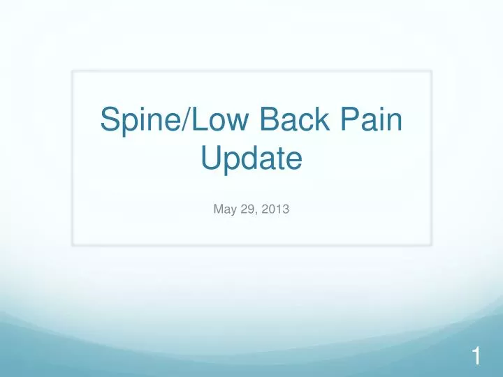 spine low back pain update