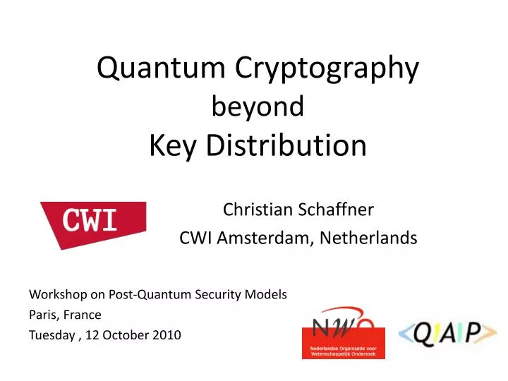 quantum cryptography beyond key distribution