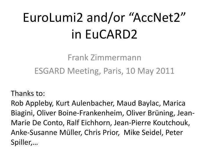 eurolumi2 and or accnet2 in eucard2