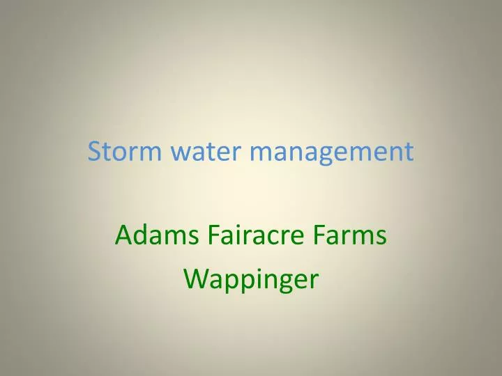 storm water management