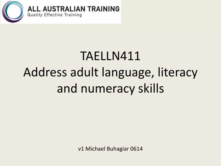 taelln411 address adult language literacy and numeracy skills v1 michael buhagiar 0614